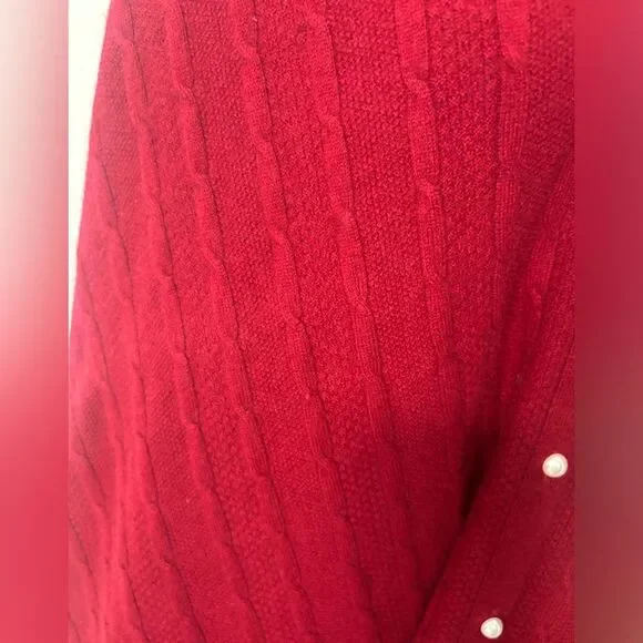 RanRui Cashmere Wool Wrap Buttoned Sweater Shawl Deep Red Maroon Women’s OS - Picture 4 of 8